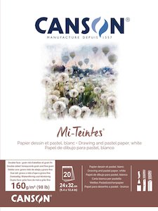Canson: Canson Mi-Teintes 24x32cm 160gsm White 20 Sheet Pad