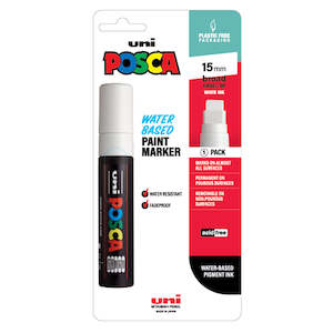 Uni: Uni Posca Marker 15.0mm Extra-Broad Chisel White PC-17K Hangsell