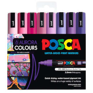 Uni Posca Marker 1.8-2.5mm Med Bullet 8 Pack Aurora PC-5M