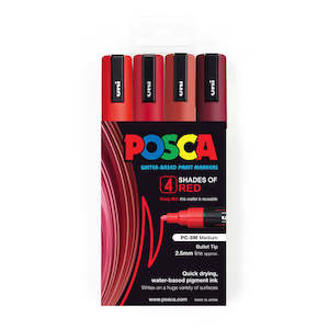Uni Posca Marker 1.8-2.5mm Med Bullet 4 Pack Shades of Red PC-5M