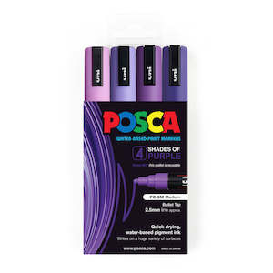 Uni Posca Marker 1.8-2.5mm Med Bullet 4 Pack Shades of Purple PC-5M