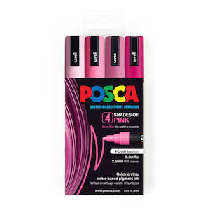 Uni Posca Marker 1.8-2.5mm Med Bullet 4 Pack Shades of Pink PC-5M