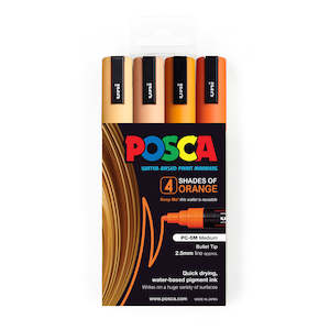 Uni Posca Marker 1.8-2.5mm Med Bullet 4 Pack Shades of Orange PC-5M