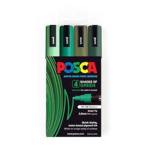 Uni Posca Marker 1.8-2.5mm Med Bullet 4 Pack Shades of Green PC-5M