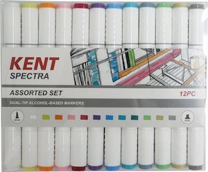 Kent: Kent Spectra Graphic Design Brush Markers Assorted Set Of 12