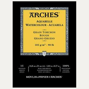 Arches Watercolour Natural White 185gsm Rough 15 Sheets Blocks