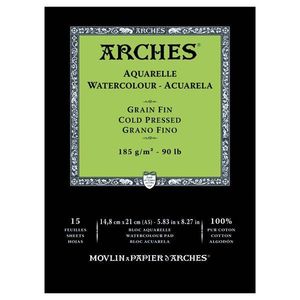 Arches Watercolour Natural White 185gsm Cold Pressed 15 Sheet Pads