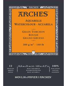 Arches Watercolour Natural White 300gsm Rough 12 Sheets Pads