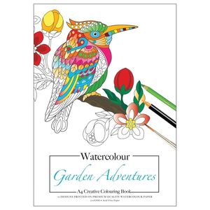 Jasart: Jasart A4 12 Sheets Garden Adventures Adult Watercolour Book