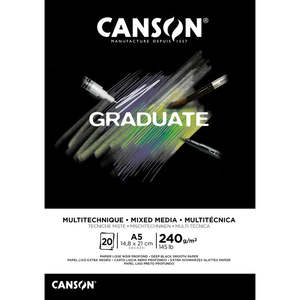 CANSON Graduate Mixed Media Black A5 240gsm 20 Sheets