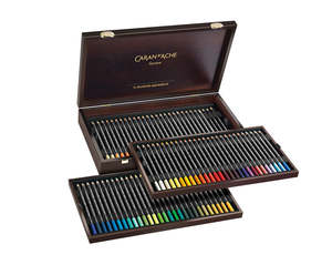 Caran d'Ache Museum Aquarelle Pencils Wooden Box Set of 76 Assorted Colours