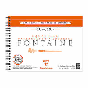 Drawing Sketching And Calligraphy: Clairefontaine Hot Press Spiral Pad 19x26cm 300gsm 12 Sheets