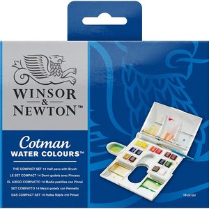 Winsor & Newton Cotman Watercolour Half Pan Paints Compact Set Of 14