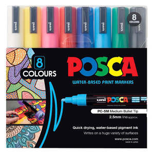 Uni: Uni Posca PC-5M 1.8-2.5mm Assorted Colour Markers Set of 8