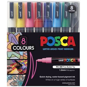 Uni Posca PC-3M 0.9-1.3mm Assorted Markers Set of 8