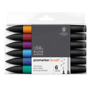 Winsor & Newton Promarker BrushMarkers Set Of 6