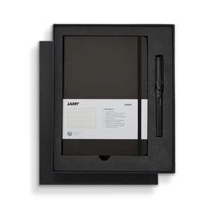 Lamy A5 Soft Cover Notebook + Charcoal Fountain Pen Gift Set