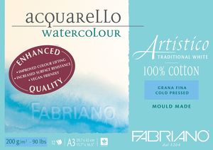 Fabriano Artistico Watercolour Enhanced 200gsm Cold Press 12 Sheet Pads