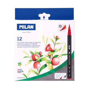 Watercolour Paints: Milan Brush Tip Watercolour Markers Assorted Pack of 12