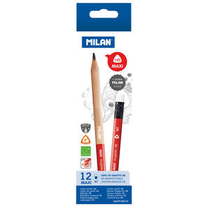 Milan Maxi Hb Graphite Pencils With Eraser Set Of 12