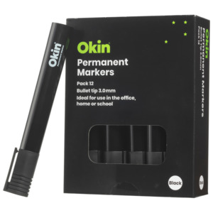 Markers: Okin Permanent Marker Bullet Tip - Packs Of 12