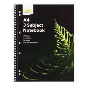 Journals Sketch And Notebooks: Icon Spiral 3 Subject Notebook A4 Soft Cover 300pg Pack Of 2