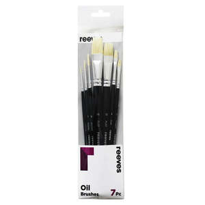 Reeves: Reeves Oil Hog Short Handle Brushes Pack Of 7
