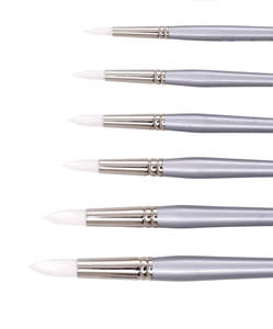 Jasart White Taklon Round Short Handle Brushes
