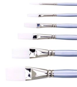 Jasart White Synthetic Long Flat Brushes