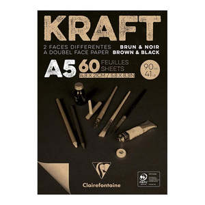 Clairefontaine Kraft Pad Brown & Black 60 Sheets