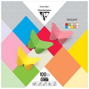 Clairefontaine 10 Bright Colours 20x20cm 100 Sheet 80gsm Origami Paper