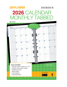 Debden Dayplanner Desk Month to View Tabbed Refill 2026