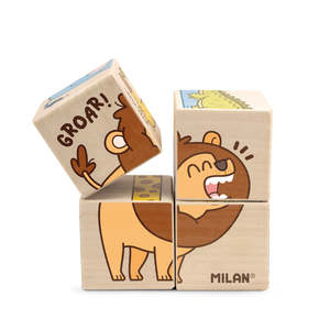 Sale: Milan Wooden Educational Wild Safari Cube Puzzle