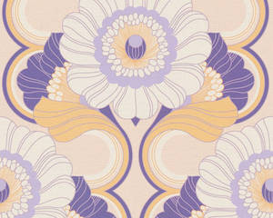 Purple Wallpaper: Floral Fantasy Wallpaper - Beige/Purple
