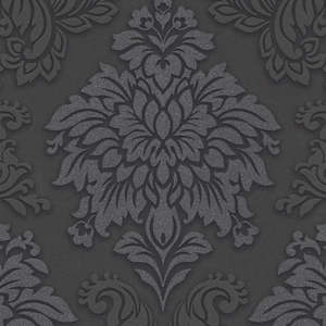 Two Toned Damask Wallpaper - Black