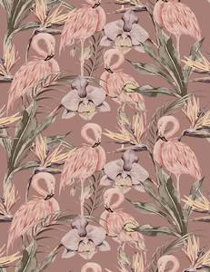 Tropical Shore Flamingo Hybrid Mural - Berry
