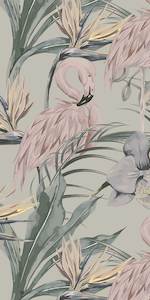 Tropical Shore Flamingo Hybrid Mural - Pastel