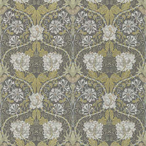 Honeysuckle and Tulip Wallpaper - Charcoal/Gold