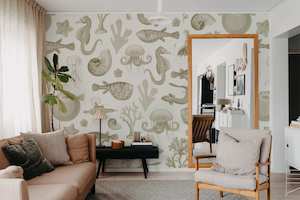 White Wallpaper: Sea Life - Sand - Custom Sized Wallpaper Mural (per m2)