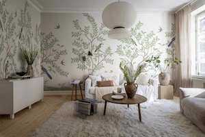 White Wallpaper: Monkey Paradise - White - Custom Sized Wallpaper Mural (per m2)