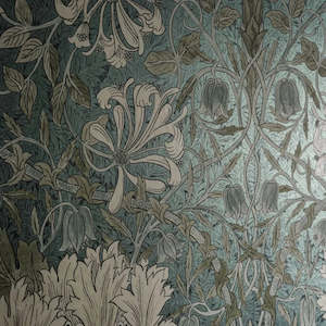 Art Deco Wallpaper: Honeysuckle and Tulip Wallpaper - Peacock