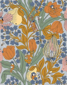 Art Deco Wallpaper: Neo-Belle Wallpaper - Blue