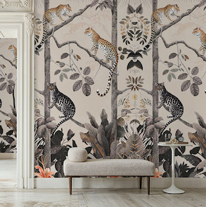 Panthera The Mural Hybrid Wallpaper - Taupe