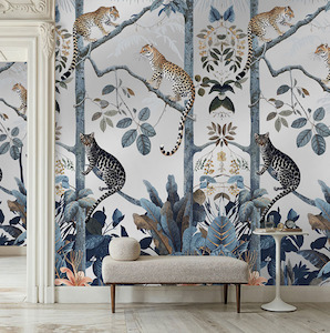 Panthera The Mural Hybrid Wallpaper - Metallic Silver