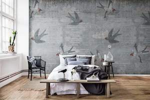 Concrete Swallows - Day - Custom Sized Mural Wallpaper (per m2)