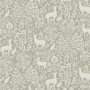 Instock Wallpaper: Deer Woods - Wallpaper - Sage