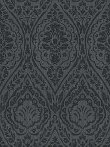 Instock Wallpaper: Textured Damask Textured Wallpaper - Grey/Black