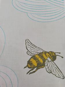Hairy Bee Wallpaper - Yellow/Grey