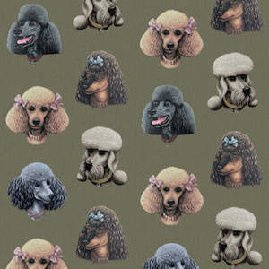 Poodle Parlour Wallpaper - Moss