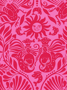 Mermaid Groove - Custom Sized Wallpaper Mural (per m2) - Red